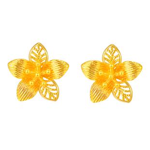 CEMNI/千年珠宝18K金耳饰女au750桃花耳饰花朵K金耳针新款送女友