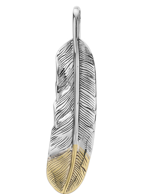 日系潮流diy手作高桥先金羽毛吊坠 925纯银做旧潮男飞羽项链挂坠