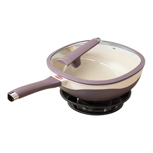 BOTIECURE坂田川有钛不粘锅陶瓷质感少油烟炒菜锅电炉燃气灶通用