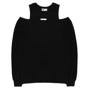 ROCKCAKE韩国女士春夏新品今年流行黑色宽松长袖露肩卫衣MUSINSA