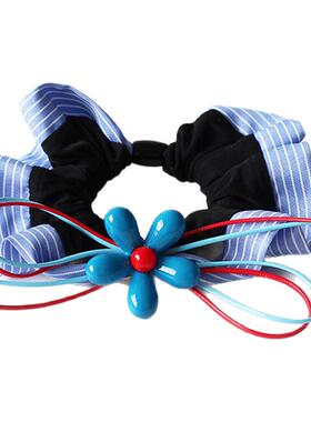 川野法式蓝色小花小肠发圈