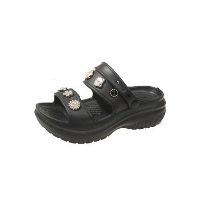 5cm增高厚底一体两穿鱼嘴凉鞋