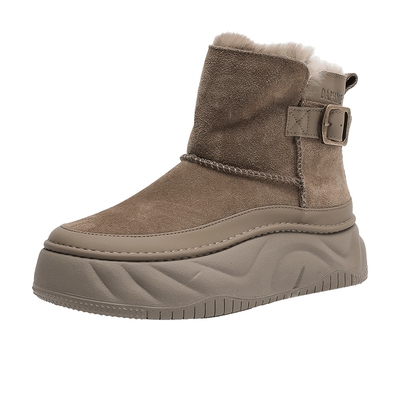达芙妮保暖雪地靴女2025新款秋冬加绒加厚厚底增高防滑东北棉鞋子
