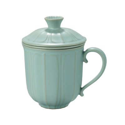 青澹汝窑新釉水茶水分离办公杯