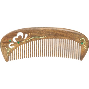 谭木匠正品绿檀木梳蝶灵女士长发专用蓬松头皮经络按摩 可定制