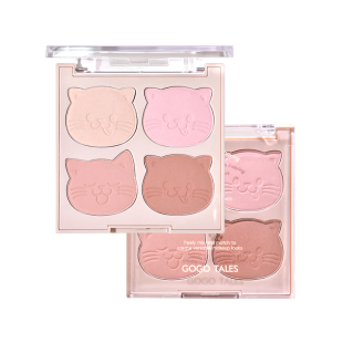 戈戈舞四色萌猫腮红盘清透哑光自然腮紫低饱和度膨胀收缩色胭脂女