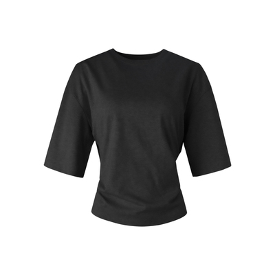 ourhou捏褶绑带镂空后背收腰T恤