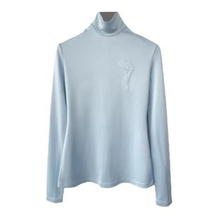 JACQUESWEI官方店2022AW雾蓝色马蹄莲压花打底衫