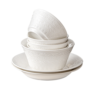 碗家用2026新款陶瓷餐具吃饭的碗盘子面碗菜盘法式纯白高级感饭碗