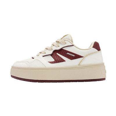 乔丹女款学生厚底增高运动板鞋2025年秋季新品皮面红色百搭休闲