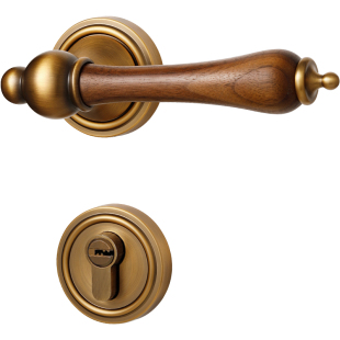 中古风卧室门锁室内木门房门锁古铜色家用磁吸静音法式复古门把手