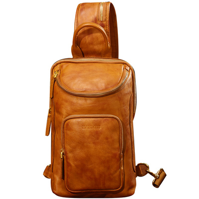 hanmiis头层牛皮斜挎包真皮胸包