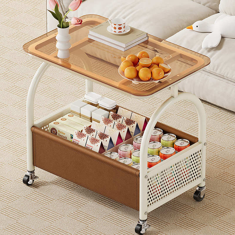 沙发边几可移动家用小户型客厅茶几置物架复古轻奢小推车床边桌子