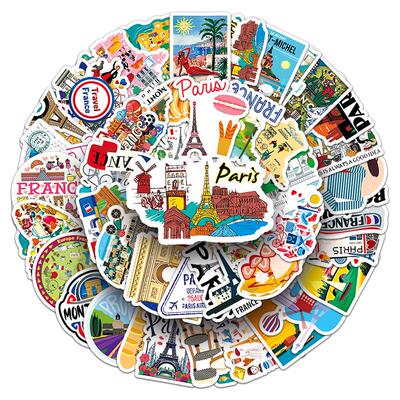 100张法国France贴纸创意装饰