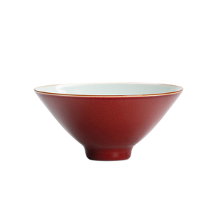 耕道堂霁红釉陶瓷优品-小斗笠杯纯手工复古中式色釉陶瓷主人杯
