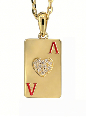 时尚扑克牌红桃A吊坠