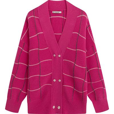 播针织开衫外套女商场同款冬慵懒宽松条纹毛衣BDQ4UD1212