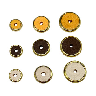 纯手工防磨损18k牛皮包金隔片文玩手串蜜蜡松石DIY配饰牛皮隔垫片