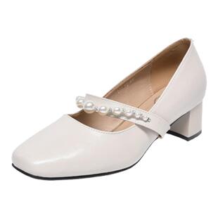 宽胖脚肥大码女鞋41-43大丫丫优选2025春新款羊皮粗跟单鞋25-163