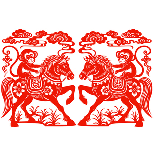 马上封侯玻璃贴纸12生肖马窗花马年静电贴升迁新年窗贴2026春节