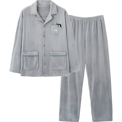 思莉太太韩系海岛绒情侣秋冬睡衣