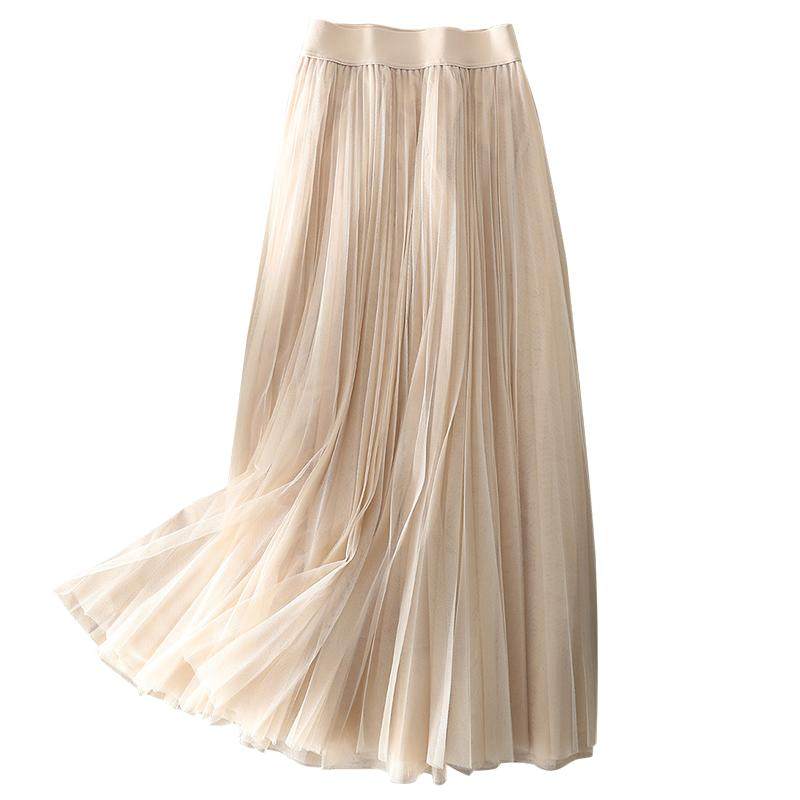 百褶显瘦中长款仙气百搭网纱裙