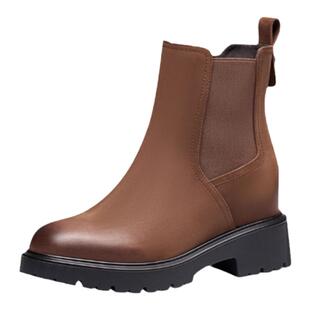 KISSCAT接吻猫秋季新款复古内增高切尔西靴女士真皮美拉德短靴女