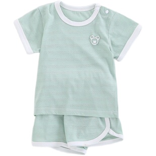 婴儿短袖套装纯棉夏季薄款衣服男宝宝夏装上衣短裤女童分体两件套