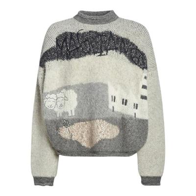 高档羊毛毛衣走秀款小羊刺绣圆领