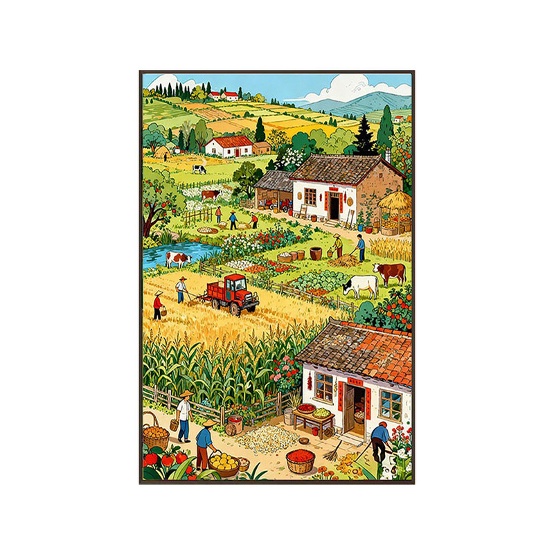 小清新美式田园农场风景装饰画