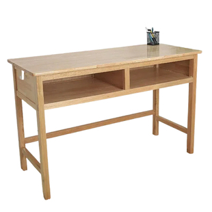 整体实木一体双人课桌椅学生免安装家用简约培训写字台书桌学习桌