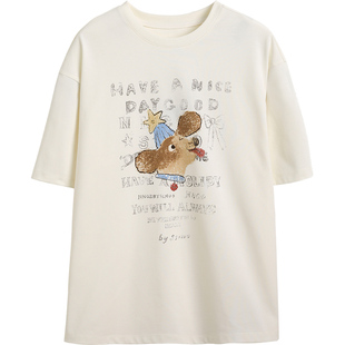 诺诺公主S1N初中生2026夏季卡通印花短袖T恤女青少年休闲学生上衣