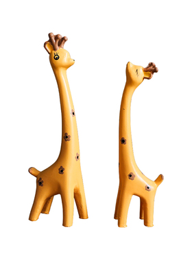 情侣梅花鹿简约家居玄关软装装饰品礼物木质工艺品酒吧咖啡厅摆件