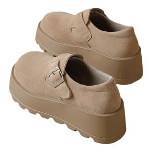 达芙妮厚底勃肯鞋女2026春季新款小个子增高一脚蹬全包加绒单鞋子