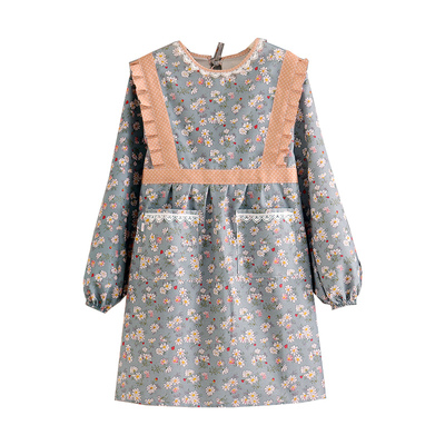 家用厨房长袖围裙帆布透气韩版可爱防污耐磨罩衣女新款大人工作服