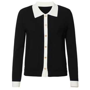 NAERSI挪尔思竖线肌理显瘦藏肉Polo领线迹百搭通勒毛衫26春季新款