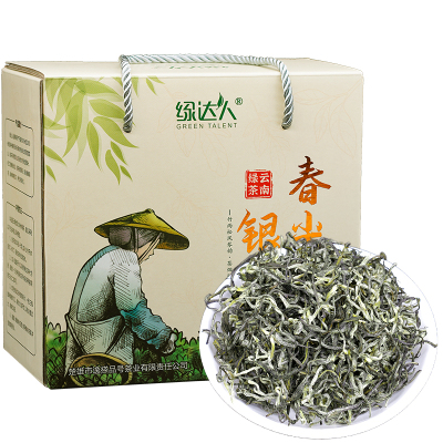 绿达人云南春尖银丝绿茶叶浓香型