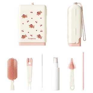 taoqibaby新生婴儿专用便携奶瓶刷宝宝奶嘴刷旅行硅胶清洗刷套装