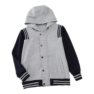兰诗同款浅灰色连帽棒球服春秋季校服上衣螺纹配饰浦口实小万江