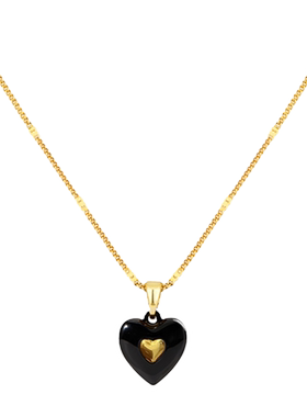 小香风黑色桃心项链耳环系列组合