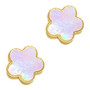 自营 Adornia 白色珍珠母贝三叶草耳钉 金色 白色 美国奥莱直发