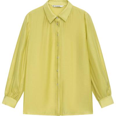 播褶皱衬衫女商场同款2024新款气质通勤内搭长袖衬衣BDR1CD0076