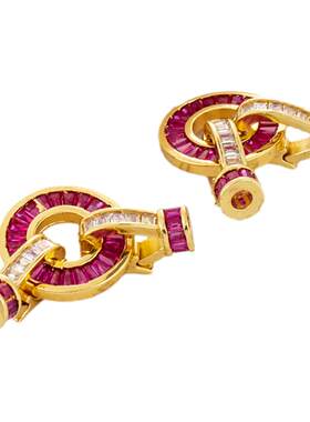 18k保色镶嵌梯方锆石15mmdiy饰品