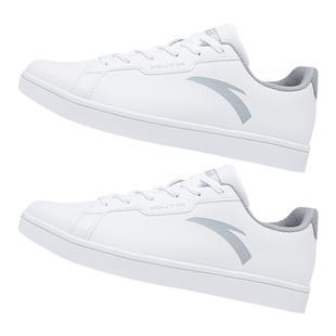 安踏板鞋男鞋冬季新款小白鞋皮面休闲鞋官方旗舰白色男士运动鞋男