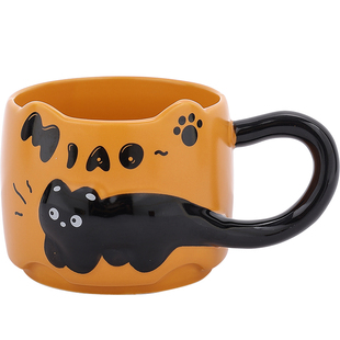 立体浮雕小猫马克杯伴手礼陶瓷好看的杯子家用喝水杯办公室咖啡杯