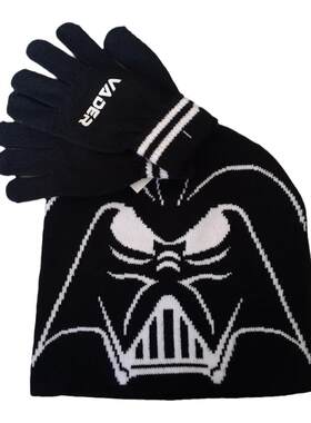 星球大战 STAR WARS帽子 达斯维达 黑武士Darth Vader毛线帽 手套
