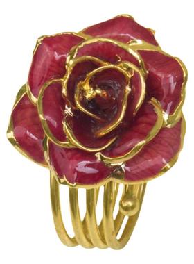 鲜花玫瑰红色饰品戒指