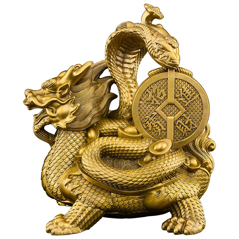 黄铜四神兽金钱玄武摆件