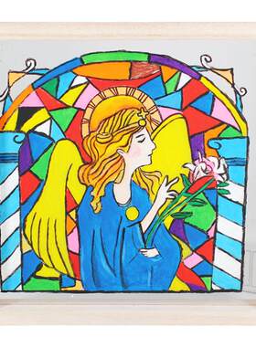 亚克力玻璃画画框实木涂鸦相框幼儿园diy彩绘标本美术绘画材料包