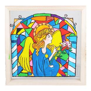 亚克力玻璃画画框实木涂鸦相框幼儿园diy彩绘标本美术绘画材料包